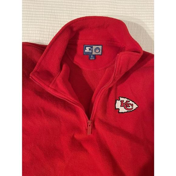 Starter Black Label Red Kansas City Chiefs 1/4in Zip Neck Jacket Adults Size XL - Picture 2 of 7